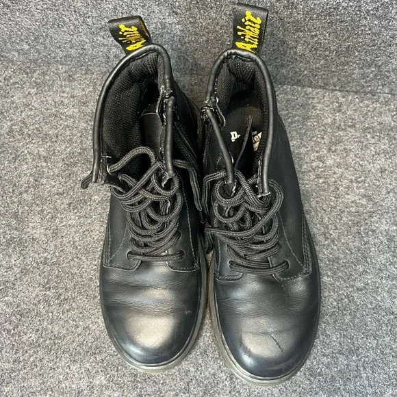Dr. Martens Youth 1460J Combat Boots Black Leather Lace Up Side Zip Size 3 US - Picture 2 of 10